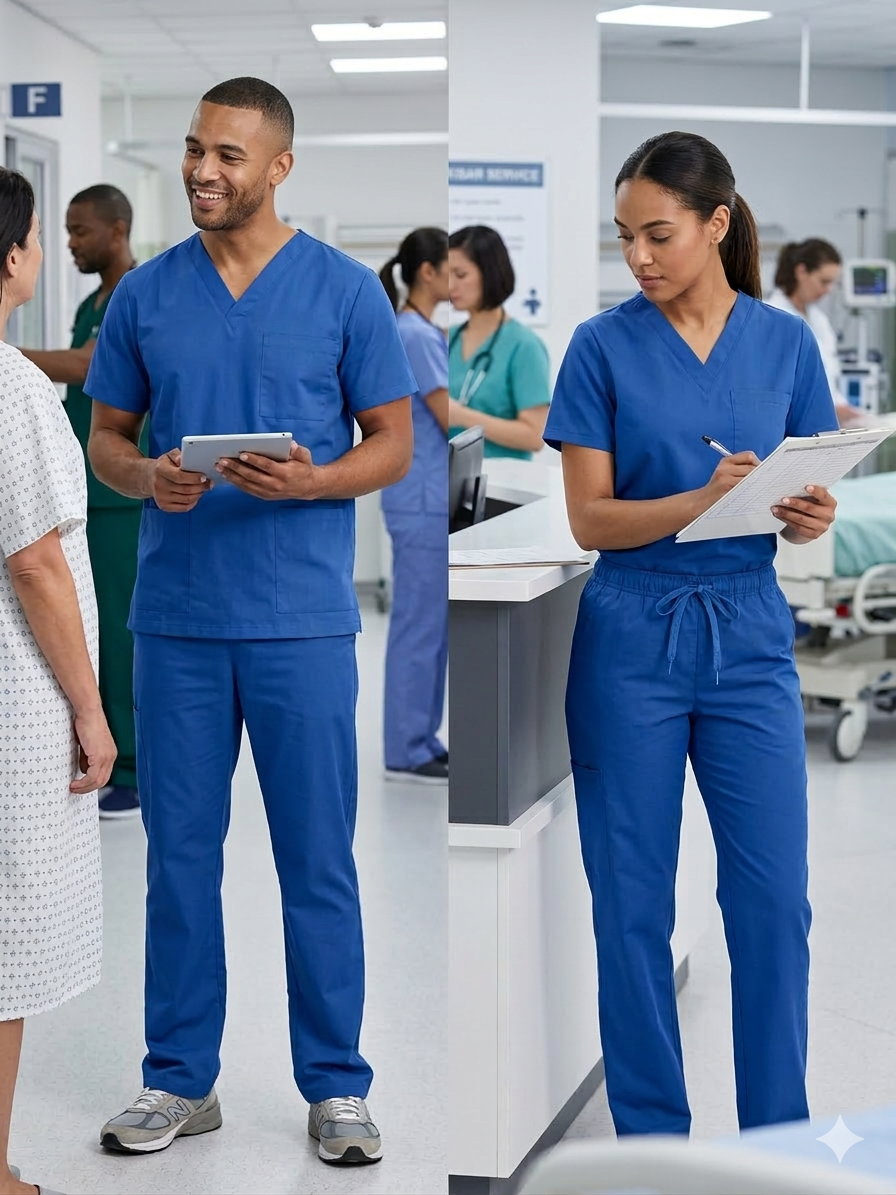 Nursing Scrub Set – Royal Blue (Top & Pants)