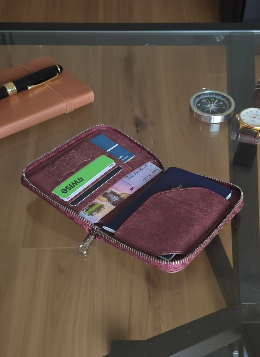 Travel Wallet Organizer – Passport Holder, Document & Card Storage for Stress-Free Travel